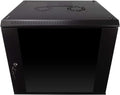 NavePoint 9U Server Rack Enclosure with Glass Door, Cooling Fan, Locks, & Removable Side Panels - 9U Wall Mount Network Cabinet 19 Inch Rack 17.7 Inches Deep