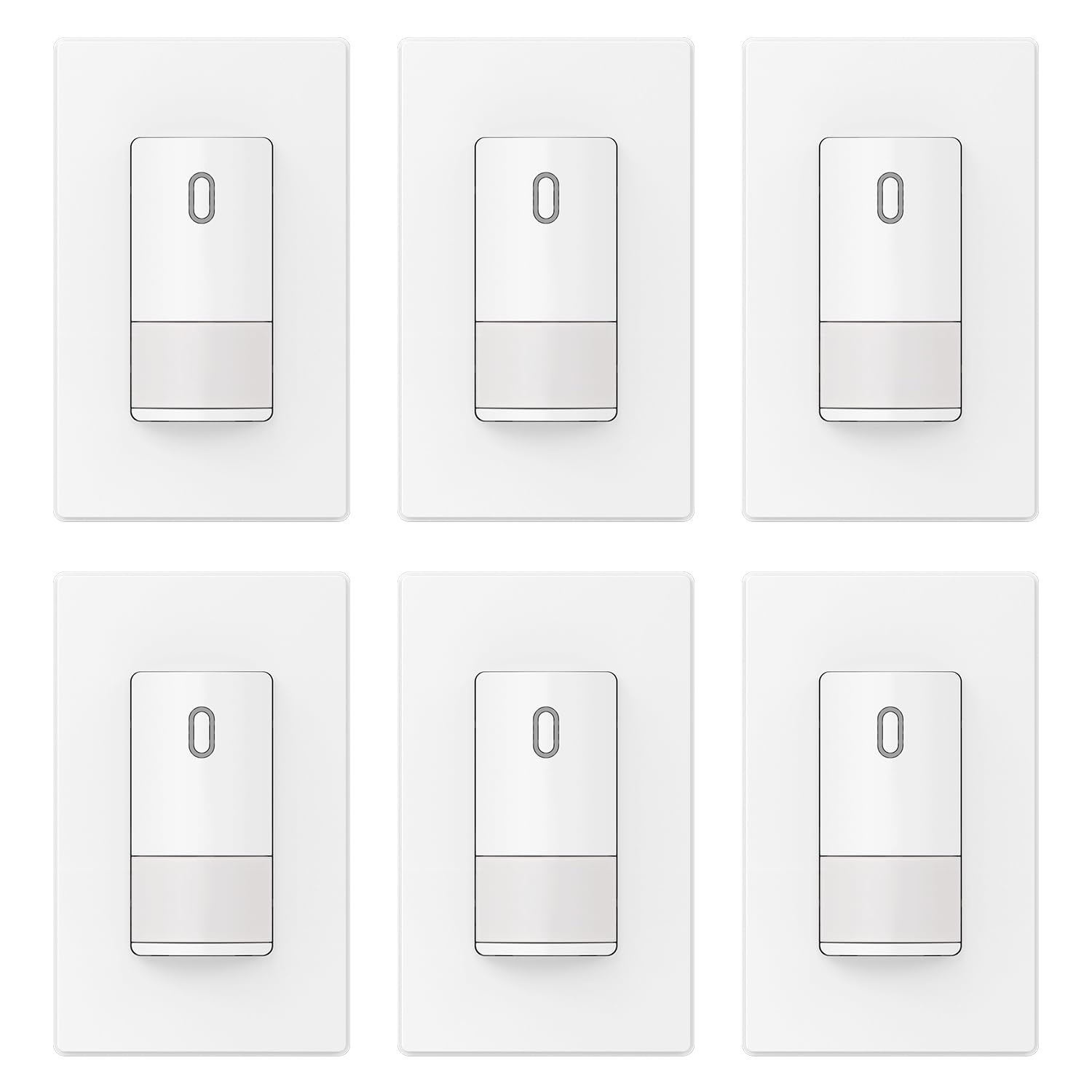 ELEGRP Matte White Single Pole Occupancy Motion Sensor Light Switch, Need Neutral Wire, 120° Sensor Coverage PIR Infrared Motion Activated, for CFL/LED/MLV/INC/HAL/Fan, UL, 6 Pack