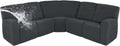 Easy-Going 100% Waterproof Recliner Cover, Stretch Couch Covers for Reclining Couches, Extra Large Sectional Sofa Slipcover, L-Shape Furniture Protector for Kids & Pets, 5 Seater, Dark Gray