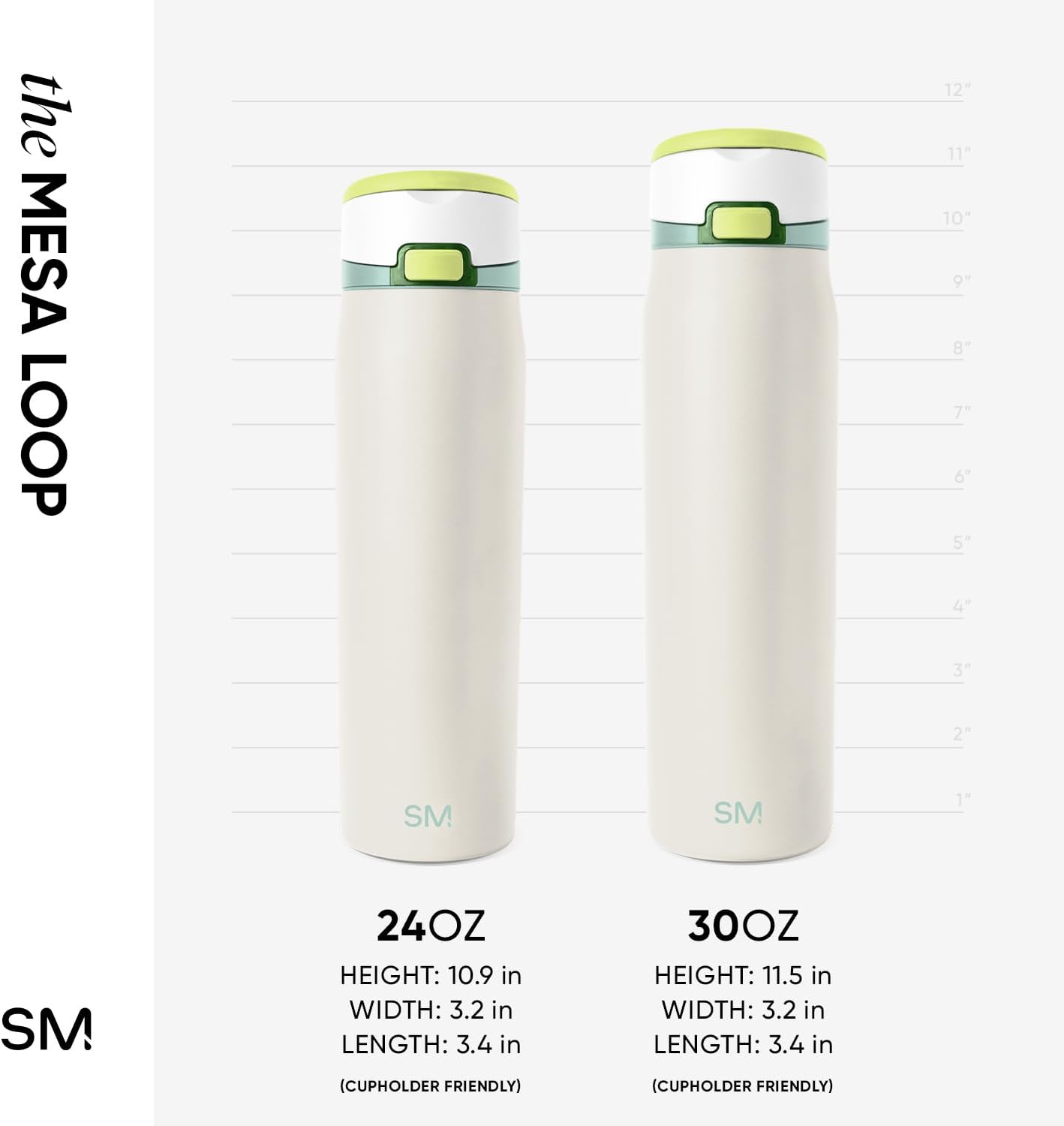 Simple Modern Mesa Loop Water Bottle with Covered Straw and Handle | 24oz Cup Holder Friendly Insulated Stainless Steel Bottles for Travel, Sports and School | Coconut