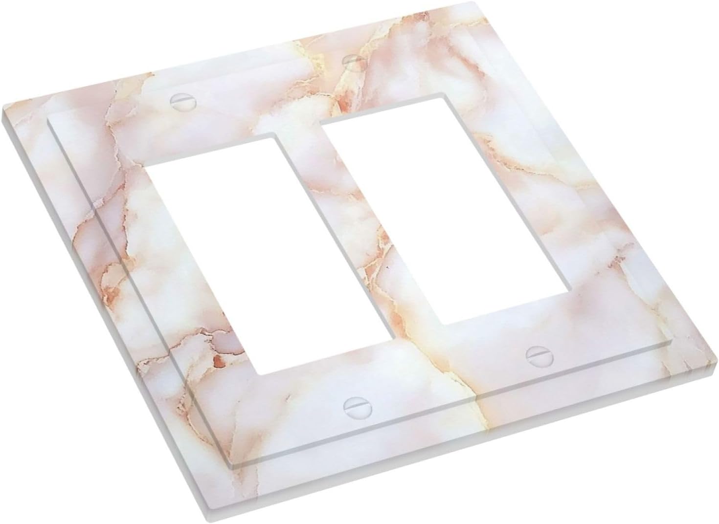Decorative Outlet Covers Pink Jade Marble Granite 2 Gang Double Gfci Rocker Electrical Wall Panels Light Switch Cover Plate For Bathroom Kitchen Decor