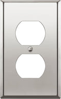 ENERLITES Duplex Receptacle Outlet Metal Wall Plate, Stainless Steel Outlet Cover, Corrosion Resistant, Size 1-Gang 4.50" x 2.76", Stainless Steel 201, 7721-PC, Polished Chrome, Silver