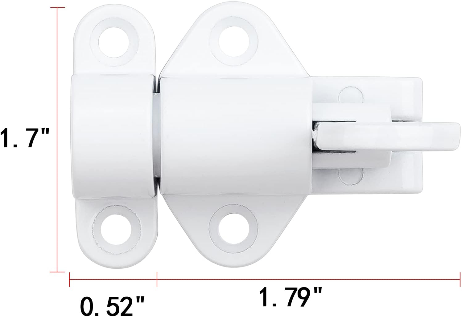 4 Packs Self-Closing Latches，White Spring Door Lock，Resilient Bolt Latch Aluminum Alloy Safety Automatic Spring Barrel Slide Door Lock with Screws,Used for Gate,Window and Cabinet etc