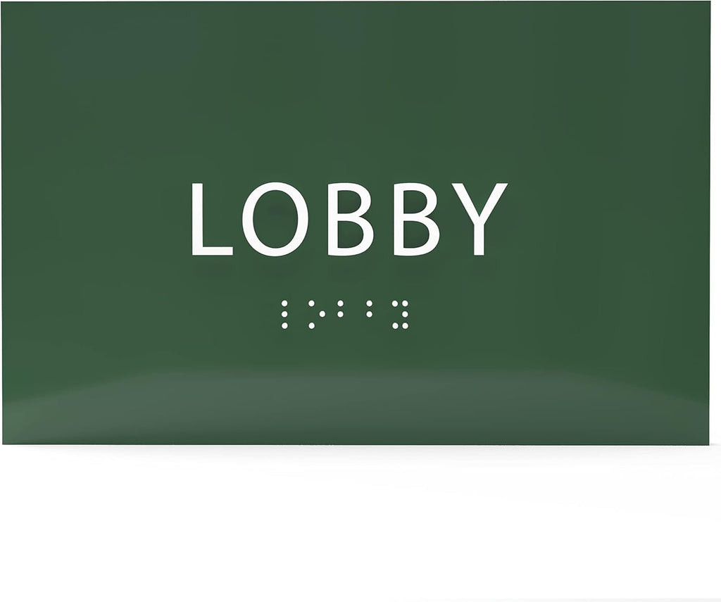 6" X4" Lobby Sign - Tactile Graphics Grade 2 Braille Text Reception Area Sign| Utility ADA Compliant Wall Mount Plastic Signs For Hospital, Offices, Businesses & Apartments