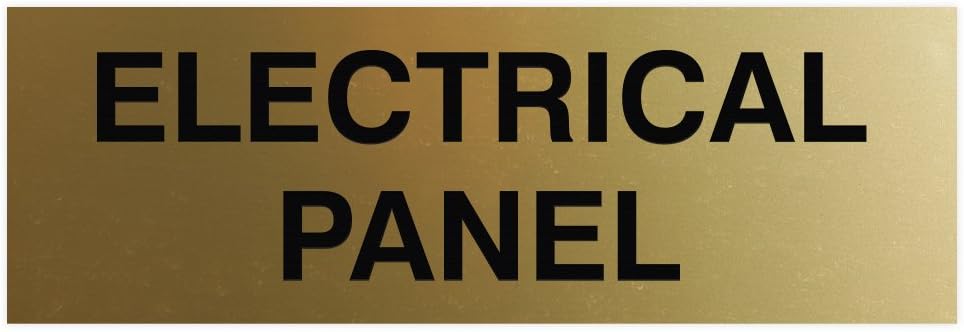 All Quality Basic Electrical Panel Sign - Fire Regulation Safety Compliance Sign - Brushed Gold - Large (1 Pack)