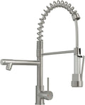 AIMADI Commercial Kitchen Faucet with Dual Spouts, Brushed Nickel Single Handle Stainless Steel Pull-Down Sink Faucet, Suitable for Farmhouse Camper Laundry Rv Bar