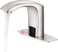 Gangang Touchless Bathroom Sink Faucet Adjustable Water Temperature Brass Automatic Motion Sensor Faucet 1 Hole Commercial Brass Non-contact Faucets Sinks Water Saving Easy to Install (Brushed Nickel)