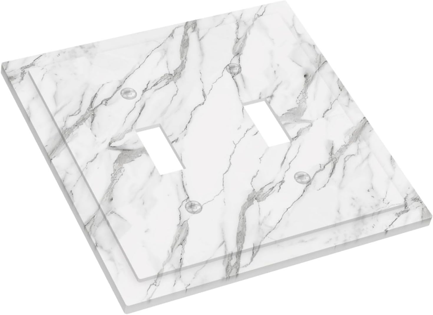 Decorative Light Switch Cover Plate Modern Grey Marble Texture 2 Gang Outlet Covers Double Toggle Wall Plates for Electrical Outlets Switch Plate Covers Faceplate for Kitchen Home Decor
