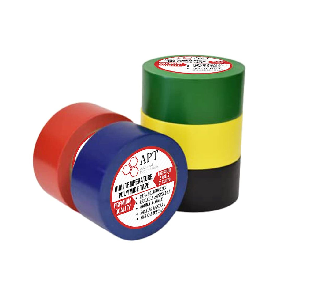 APT, Multi Color Marking Tape, Premium Safety Marking and Dance Floor Splicing Tape, 6 mil Thick (Mix, 5 Roll)