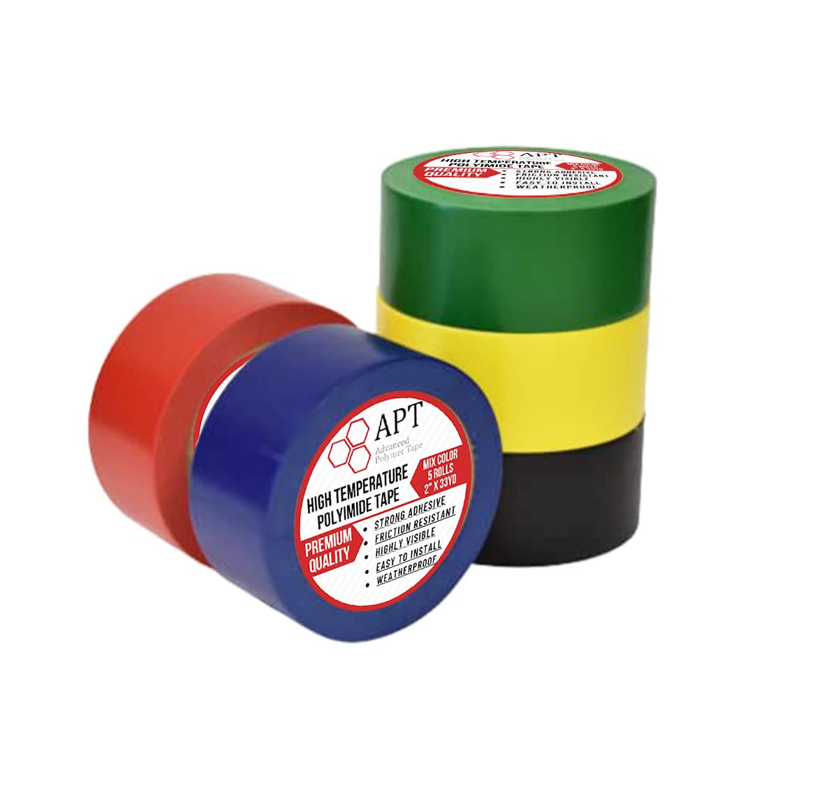 APT, Multi Color Marking Tape, Premium Safety Marking and Dance Floor Splicing Tape, 6 mil Thick (Mix, 5 Roll)