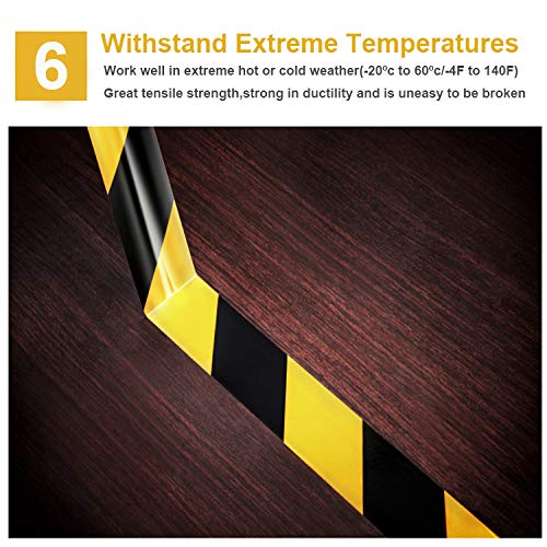 Waterproof Reflective Safety Tape Roll 2"X150' Yellow Black Striped Floor Marking Tape Hazard Caution Warning Tape Auto Truck Self-adhesive Safety Sticker Strips for Wall Factory Trailer Vehicle