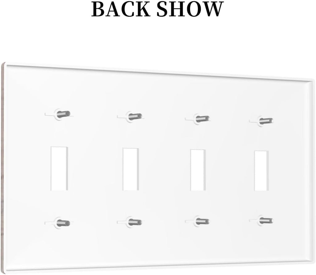 Rustic Brown Dark Wood Texture Printing Light Switch Covers Quad Toggle Electrical Faceplate 4 Gang Wall Plate Decorative Switch Plates For Farmhouse Cabin Decor