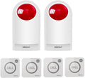 Strobe Siren Panic Alarm Button Siren Alarm with Light for Home Caring Loud Outdoor SOS Alert System 2 Red Flashing Siren and 4 Emergency Button for Store Hotel Jewelry Shop Security