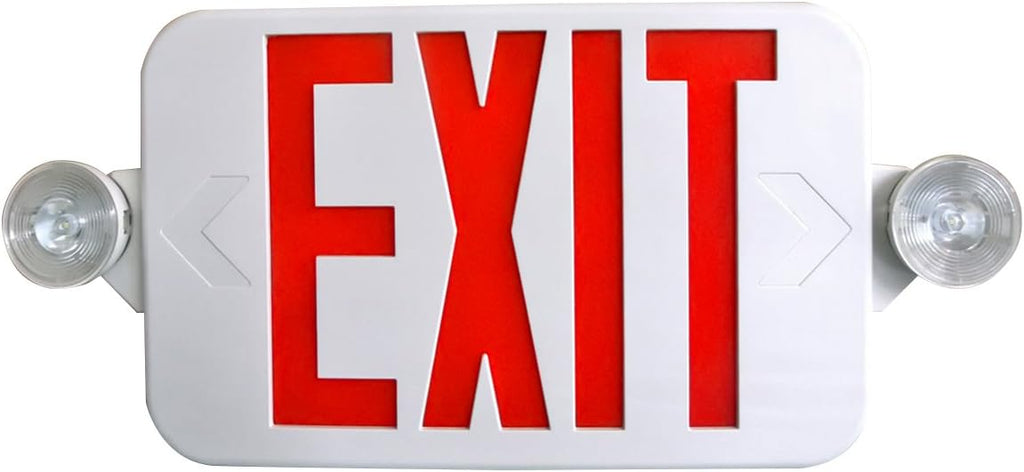 Supreme LED 6 Pack All LED Decorative Red White Exit Sign & Emergency Light Combo with Battery Backup (6 Pack), White/Red