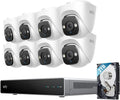 eufy PoE NVR Security System E41,24/7 Recording,Up to 16CH, 2TB HDD, 8 4K Turret Cams, Wired Outdoor Cam, 4K UHD, 122° FOV, Color Night Vision, AI Detection, Red and Blue Strobe