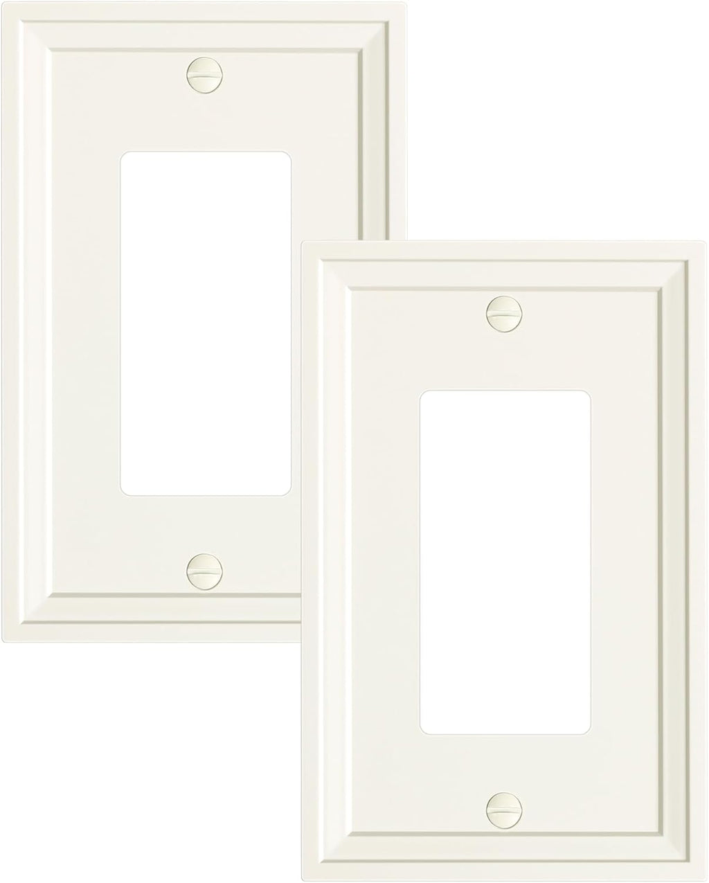 2-Pack Decorator Outlet Cover Plate, Light Almond Modern Decorative Switch Plates and Outlet Covers, Natural Bamboo Fiber Wall Plates for Electrical Outlets