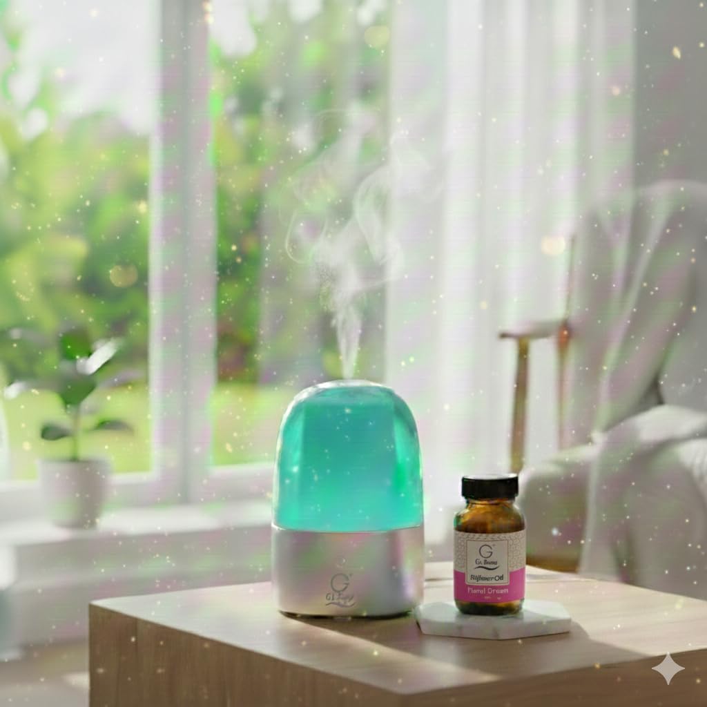 G’s Breeze Smart Diffuser with Refill – Bluetooth & Wi-Fi App Control, Gradient LED Lighting, Adjustable Scent Intensity, Low Noise, 24 Hour, Aromatherapy Diffuser for Home & Office - Floral Dream