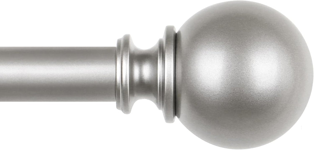 KAMANINA Long Curtain Rods for Windows 72 to 144 Inches, Silver Curtain Rod 32 to 144 Inches (2.6-12ft), 7/8 Inch Decorative Drapery Rods with Round Finials