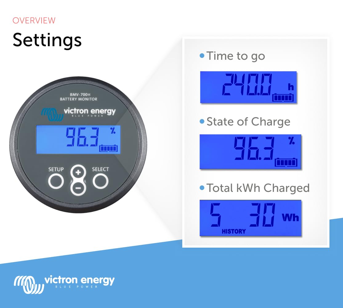 Victron Energy BMV-700H Battery Monitor with Shunt & Display - 60-385 VDC - Grey