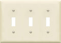 ENERLITES Triple Toggle Light Switch Wall Plate, Gloss Finish, Standard Size 3-Gang 4.50" x 6.38", Unbreakable Polycarbonate Thermoplastic, 8813-LA, Light Almond