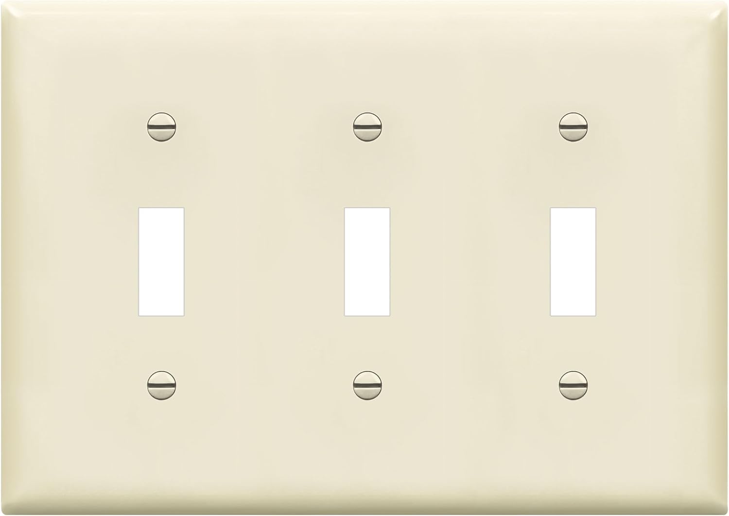 ENERLITES Triple Toggle Light Switch Wall Plate, Gloss Finish, Standard Size 3-Gang 4.50" x 6.38", Unbreakable Polycarbonate Thermoplastic, 8813-LA, Light Almond