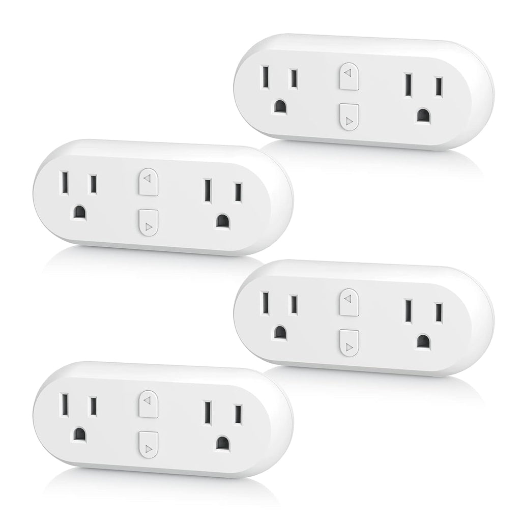 HBN Smart Plug 15A, WiFi&Bluetooth Outlet Extender Dual Socket Plugs Works with Alexa, Google Home Assistant, Remote Control with Timer Function, No Hub Required, ETL Certified, 2.4G WiFi Only, 4-Pack