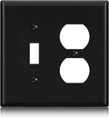 Combination Wall Plate ELEGRP 1-Toggle Light Switch 1-Duplex Receptacle Outlet Combination Wall Plate Cover, Mid-Size 4.88" x 4.94" Unbreakable Thermoplastic Faceplate Cover, UL Listed (1 Pack, black)