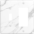 Outlet Covers Modern White Gray Marble 1 Toggle 1 Rocker Combination Decorative Wall Plate Electrical Switch Plates Light Switch Cover Plate for living Room Bathroom Decor