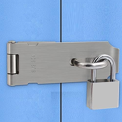 Door Hasp Padlock Latch, 4 Inch Stainless Steel Safety Clasp Hasp Lock Latch, Extra Thick Door Gate Lock Hasp with Screws, Brushed Finish 2 Pack