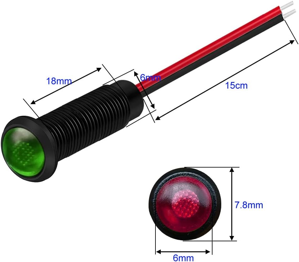 10pcs LED Plastic Indicator Pilot Light 110VAC Mounting Hole Size 6mm(Red/Orange/Blue/Green/White)
