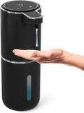 Automatic Soap Dispenser Touchless,Liquid Hand Soap Dispenser 12.8oz USB 4levels Adjustable Dispenser Electric Wall Mounted Smart for Bathroom and Kitchen Dish Soap，Easy for Toddlers(Black)