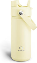 ENCOOL Insulated Water Bottle with Straw Stainless Steel Water Bottle, Leak-Proof, BPA-Free, Double Wall Vacuum Keeps Cold for 24 Hours for Sports, Travel, School (18 oz, Light Vanilla)
