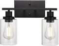 MELUCEE 2-Light Black Wall Sconce Industrial Vintage with Clear Glass Shade and Metal Base, Bathroom Vanity Lights Hallway Light Fixture Sconces Wall Lighting (Patent No.: US D963914 S)