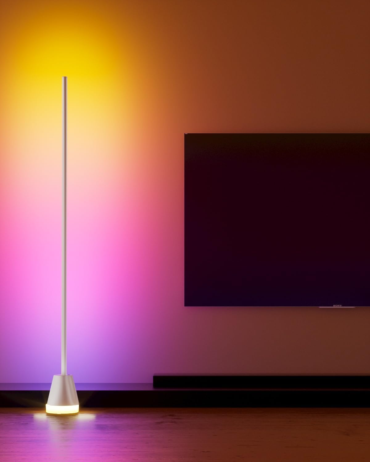 Keepsmile Smart RGB LED Corner Floor Lamp,172 LEDs Bright Standing Lamps for Living Room with APP and Remote,Modern Floor Lamp with Music Sync and 16 Million Colors, Ambient Lighting for Bedroom White