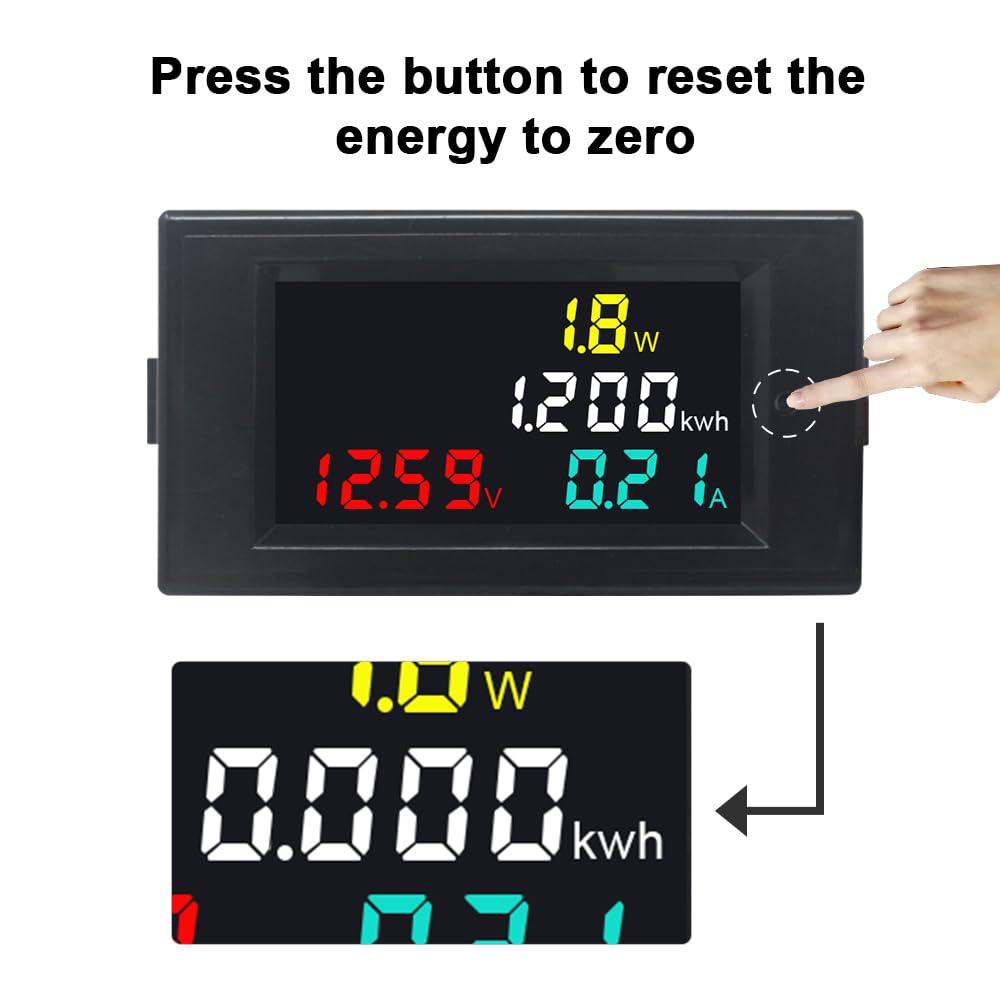 KETOTEK Ammeter Voltmeter DC 14-600V 100A Digital Multimeter Panel Power Energy Monitor Watt Meter DC Current Voltage Meter with 100A Shunt