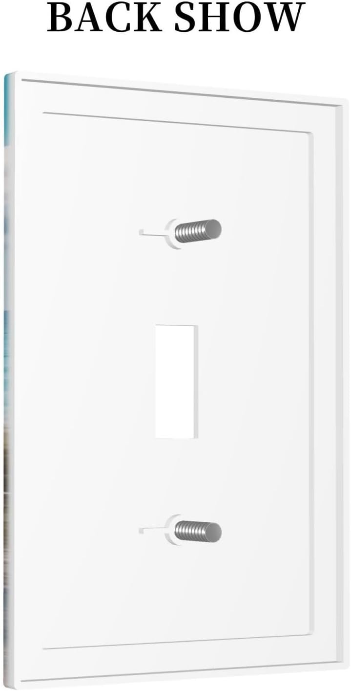 Decorative Light Switch Cover Plate Coastal Beach Ocean Seaside View 1 Gang Single Toggle Wall Plates for Electrical Outlets Outlet Covers Switch Plate Covers Faceplate for Bedroom Home Decor
