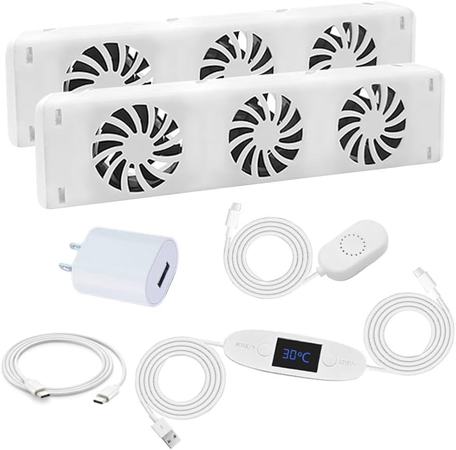Smart Radiator Fan Heater with 3 Quiet Cooling Fans, Automatic Thermostat Control, Energy-Efficient Warm Air Circulation, Compatible with 50-120cm Radiators, Temperature Display