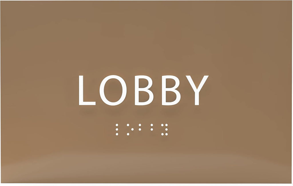 6" X4" Lobby Sign - Tactile Graphics Grade 2 Braille Text Reception Area Sign| Utility ADA Compliant Wall Mount Plastic Signs For Hospital, Offices, Businesses & Apartments