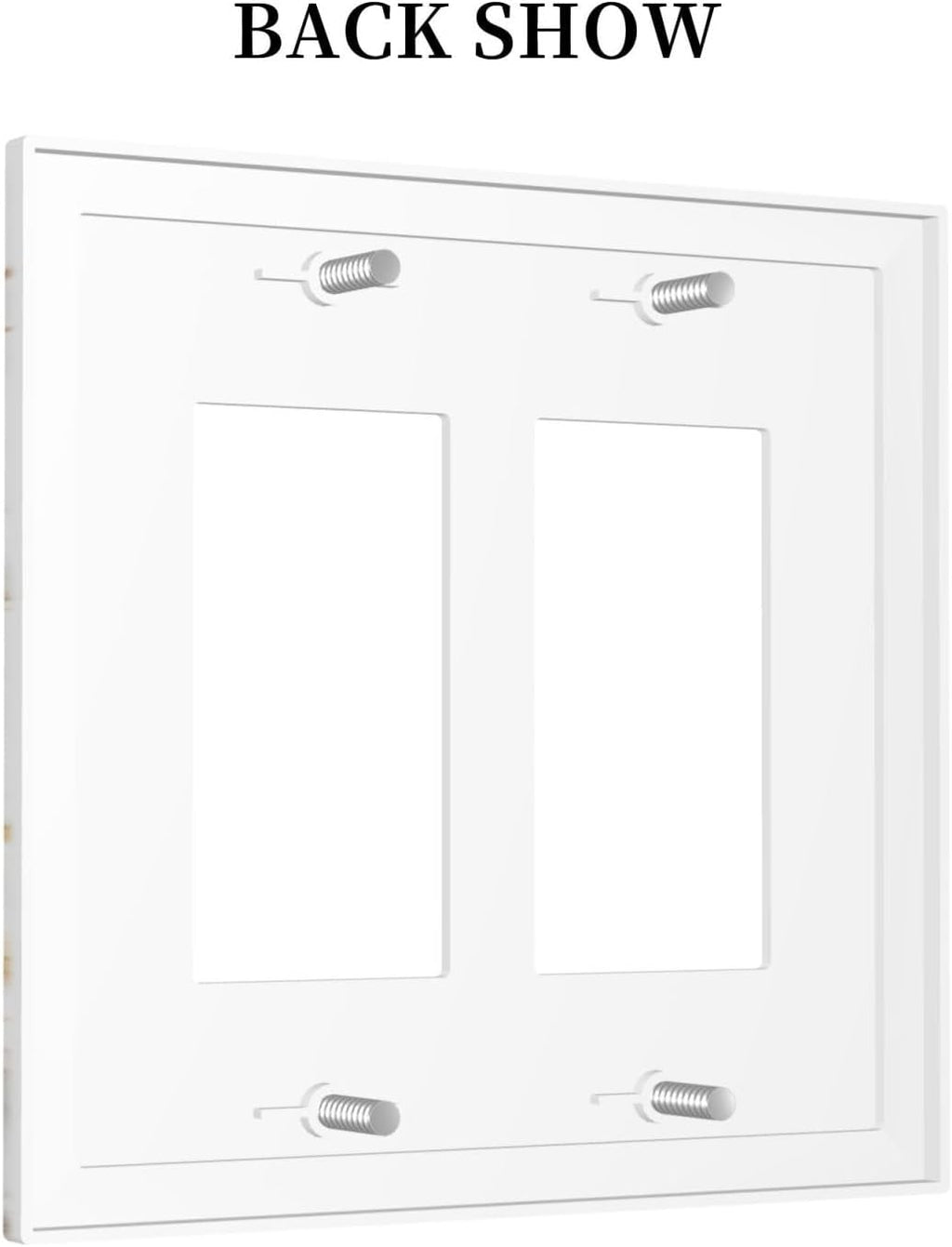Luxurious Marble Abstract White Gold Tile Modern Simplicity Decorative Outlet Covers 2 Gang Double GFCI Rocker Electrical Wall Panels Light Switch Cover Plate for Bathroom Kitchen Decor
