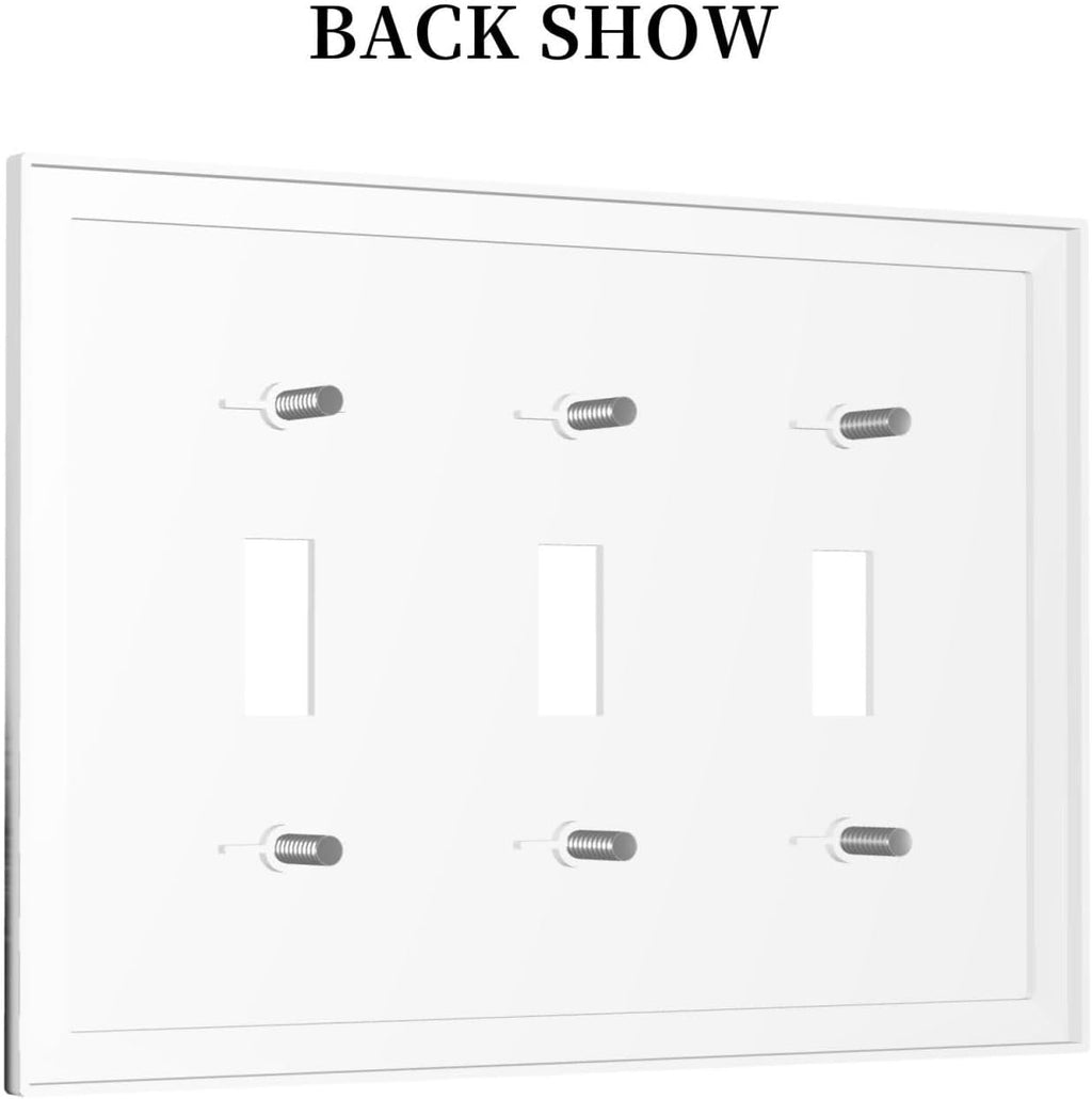 Decorative Switch Plates Fores Black White Landscape Misty Woods 3 Gang Wall Plate Triple Toggle Light Switch Cover Faceplate Electrical Wall Panels For Farmhouse Cabin Decor