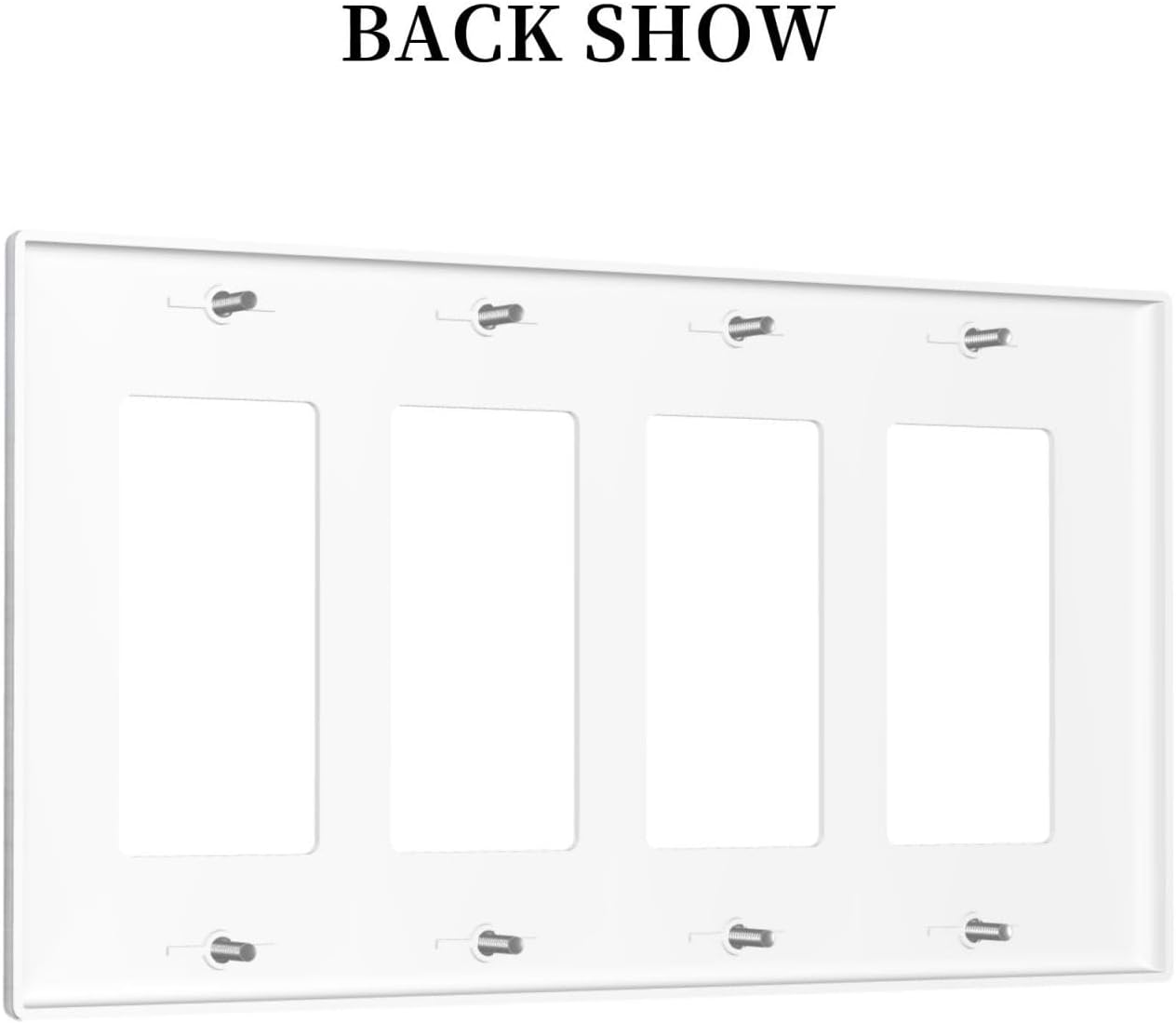 Rustic White Grey Wood Grain Wallplates 4 Gang Quad Rocker Decorative Light Switch Covers Electrical GFCI Faceplate Switch Plate for Bedroom Bathroom Decor