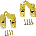 QCAA 2.5" x 2.65", Large, Heavy Forged Solid Brass Door Latch, 180 Degrees Flat Surface Mounting Door Latch Buckle for Doors & Windows, Vibrated Brass, 2 Pack, Made in Taiwan