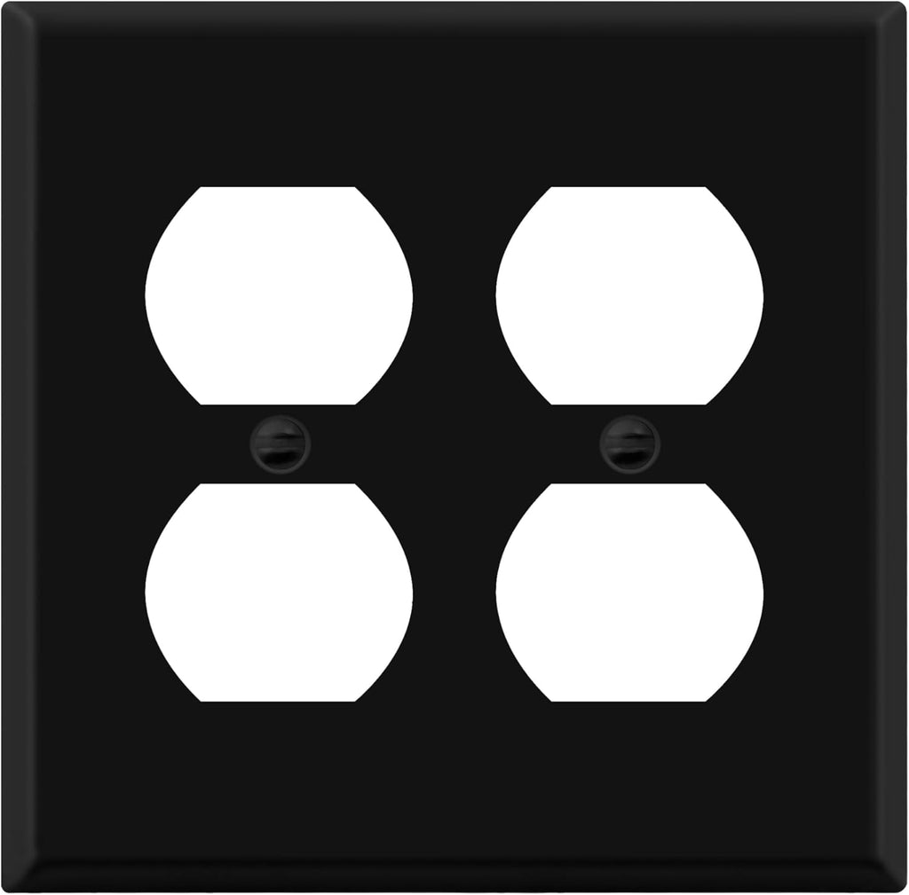 ENERLITES Double Duplex Receptacle Metal Wall Plate, Corrosion Resistant, Standard Size 2-Gang 4.50" x 4.57", Powder Coated Stamped Steel, 7722-BM, Black Matte