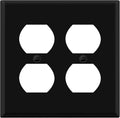 ENERLITES Double Duplex Receptacle Metal Wall Plate, Corrosion Resistant, Standard Size 2-Gang 4.50" x 4.57", Powder Coated Stamped Steel, 7722-BM, Black Matte