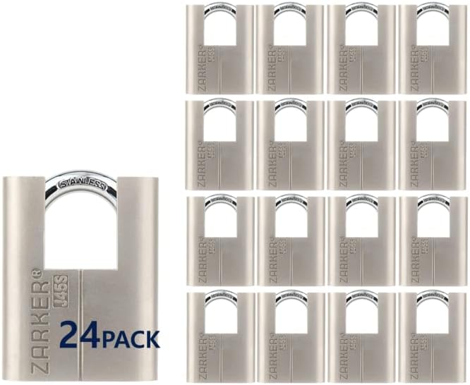 J45S keyed Alike Padlocks, Heavy Duty Stainless Steel Shackle Lock, 72 Keys, Waterproof and Rustproof Storage, Warehouses, Garage, Outdoors, 24-Pack