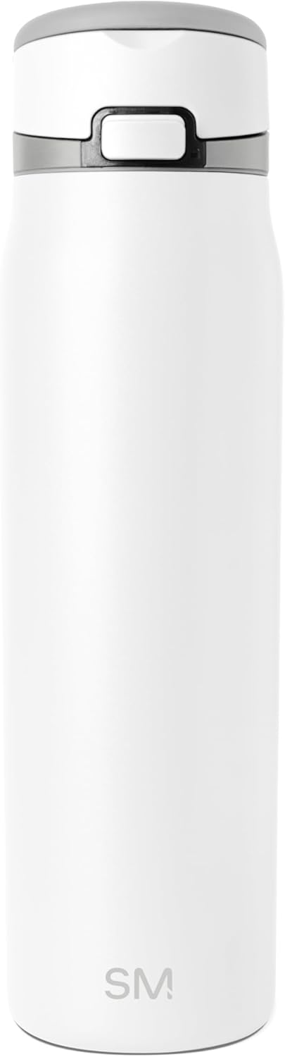 Simple Modern Mesa Loop Water Bottle with Covered Straw and Handle | 30oz Cup Holder Friendly Insulated Stainless Steel Bottles for Travel, Sports and School | Winter White