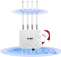 KuWFi Outdoor WiFi 6 Access Point, 3000Mbps Long Range Extender, IP67 Waterproof, PoE+ Powered, Cloud Managed, Supports 256 Users, Ideal for 300-500m Coverage, Compatible with Starlink