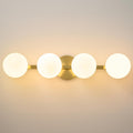 Bathroom Vanity Mirror Light Fixtures: 4 Lights Bath Wall Sconce Lighting - Brass Gold Vanity Lights with Milk Glass Shade - Modern Minimalist Makeup Light Fixture Above Mirror for Hallway E26 Base