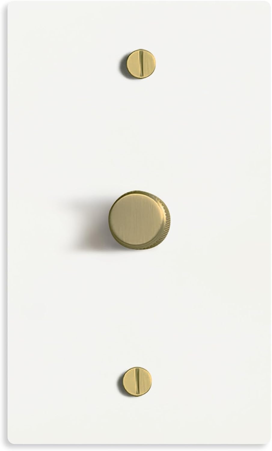 SELECT White Brass Dimmer Light Switch, 1 Way Rotary Dimmer, 1 Gang TRIAC/Leading Edge Dimmable LED Light Switch, 15A 120V AC with Brass Knob, Faceplate & Dimming Module, UL Listed