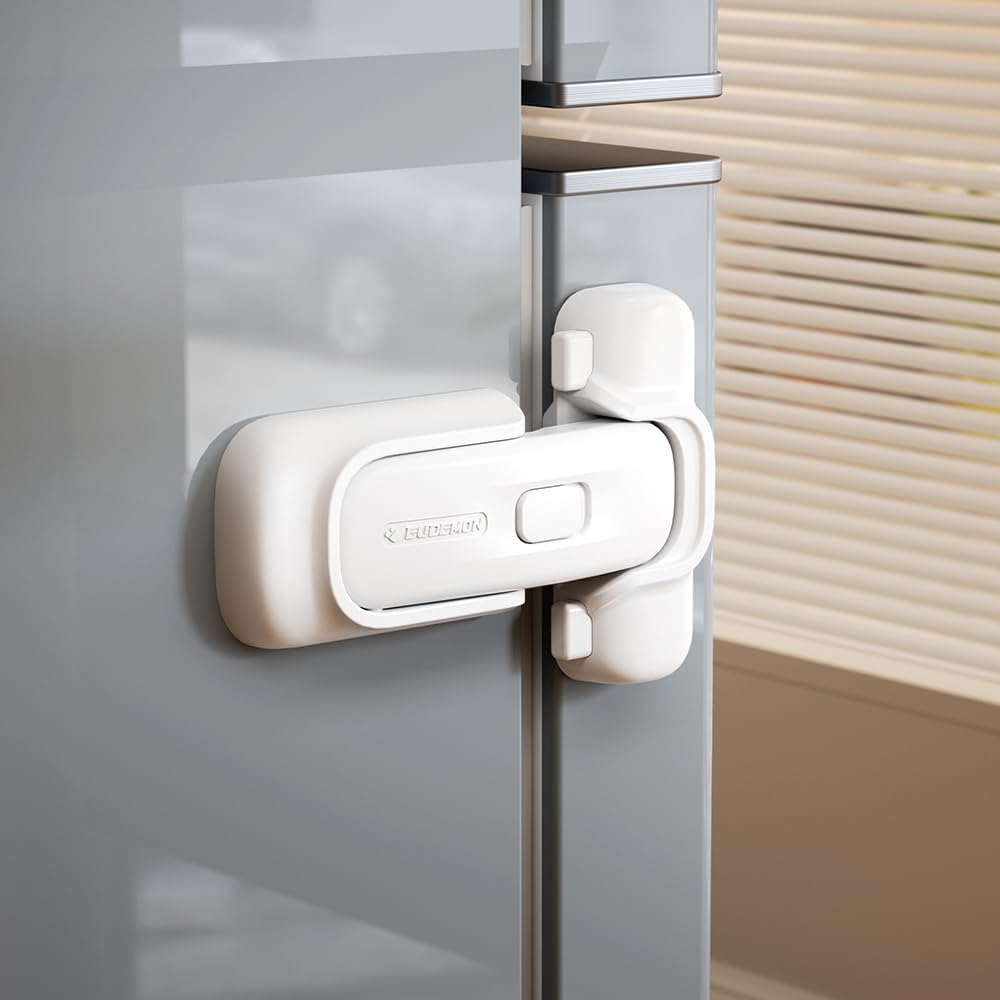 EUDEMON 1 Pack Refrigerator Lock, Child Proof Fridge & Freezer Lock for Kids & Toddlers, Easy to Install,no Tool Need or Drill (White)
